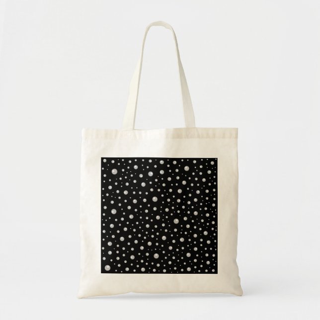 Bolsa Tote Padrão de Pérola em Fundo Preto (Frente)