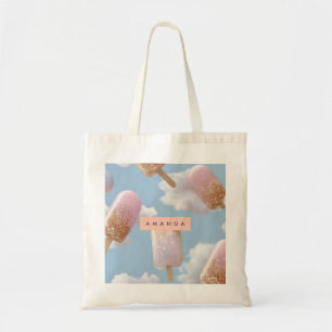 Bolsa Tote Padrão de picolé branco personalizado
