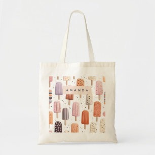 Bolsa Tote Padrão de picolé de cor personalizada monograma