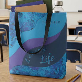 Bolsa Tote Padrão de Pincelada de Professores Roxo e Turquesa