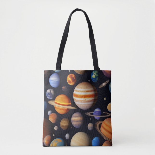 Bolsa Tote Padrão de Planetas (Frente)