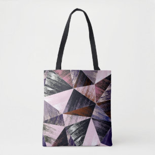 Bolsa Tote Padrão de polígono abstrato sem costura. Azul, ros