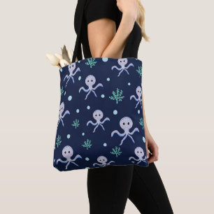 Bolsa Tote Padrão de polvo debaixo do mar para crianças