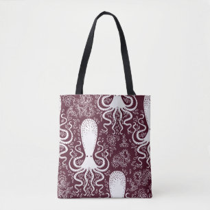 Bolsa Tote padrão de polvo vintage.