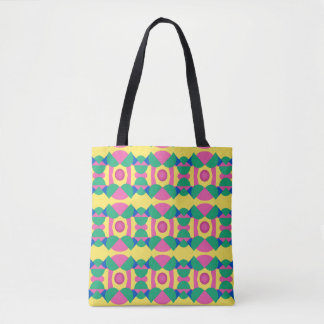 Bolsa Tote Padrão de ponto rosa abstrato no fundo amarelo