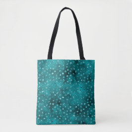 Bolsa Tote Padrão de Pontos de Glitter Glam Ombre Verde Água
