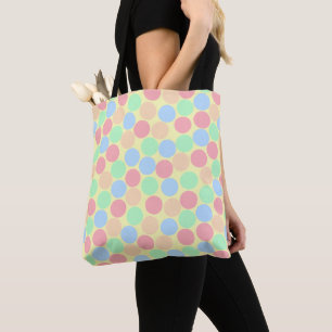 Bolsa Tote Padrão de Pontos Pastel Multi-Cor