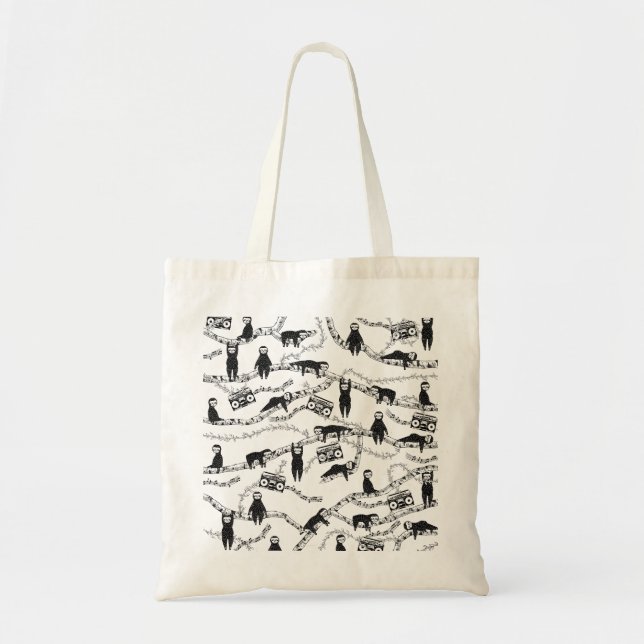 Bolsa Tote Padrão de preguiça musical (Frente)