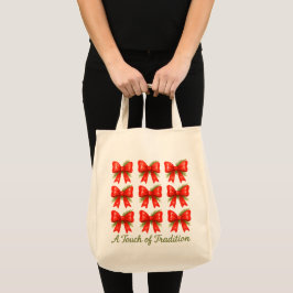 Bolsa Tote Padrão de presente Toque de Tradição com Laço Verm
