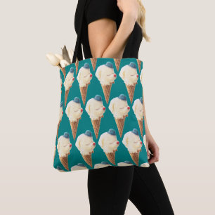 Bolsa Tote Padrão de puppy do sorvete