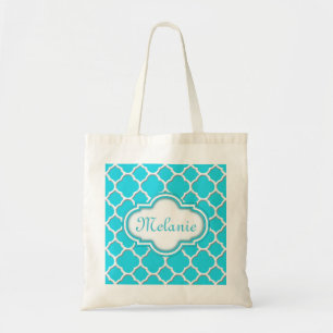 Bolsa Tote Padrão de Quatrefoil Azul Brilhante