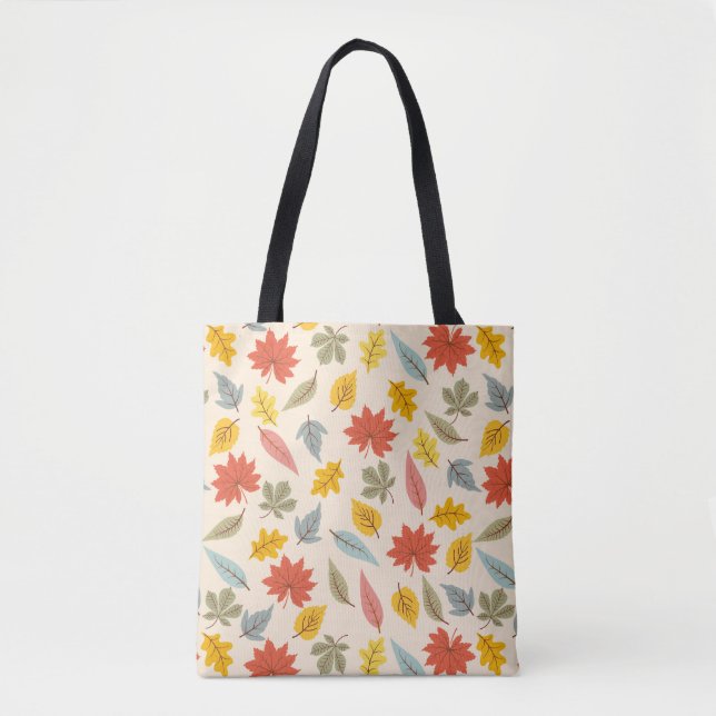 Bolsa Tote Padrão de queda de folhas colorida (Frente)