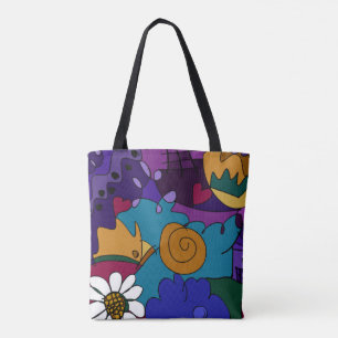 Bolsa Tote Padrão de Rabiscar Branco Colorido