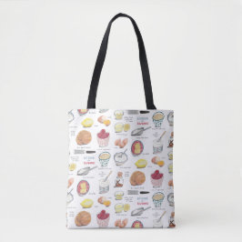 Bolsa Tote Padrão de Receita Branco, Vermelho e Amarelo Vinta