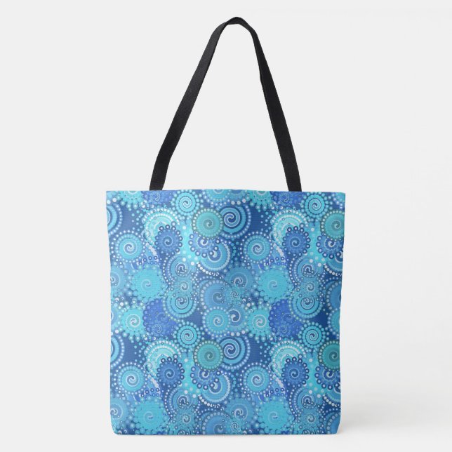 Bolsa Tote padrão de redemoinho fractal, azul cobalto (Frente)