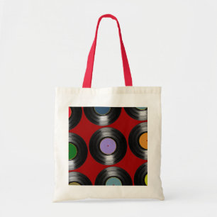 Bolsa Tote padrão de registros de vinilo a cores