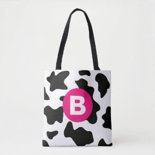 Bolsa Tote Padrão de Remendo de Vaca Excêntrico Monograma Ros