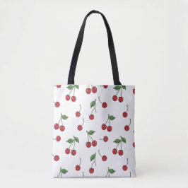 Bolsa Tote Padrão de Repetição de Fruta Cereja Design