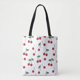 Bolsa Tote Padrão de Repetição de Fruta Cereja Design