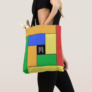Bolsa Tote Padrão de Retângulos (ver9) com Monograma Person