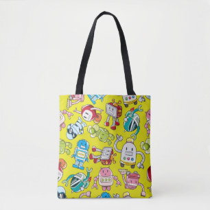 Bolsa Tote padrão de robô sem costura