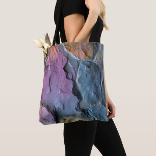 Bolsa Tote Padrão de Rock Roxo e Azul
