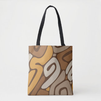 Bolsa Tote Padrão de Rolagem Espiral Neutro Marrom e Creme