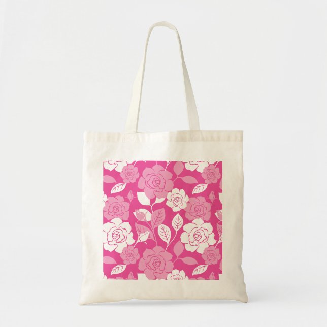 BOLSA TOTE PADRÃO DE ROSA (ROSA) (Frente)