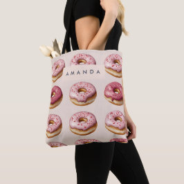 Bolsa Tote Padrão de Rosquinha rosa personalizado monograma