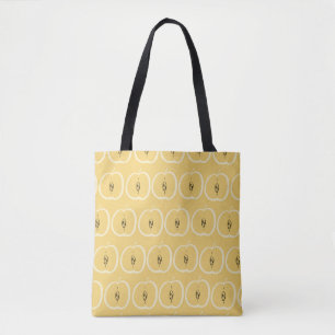 Bolsa Tote Padrão de safra com maçã. Ilustração desenhad