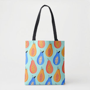Bolsa Tote padrão de safra. Fruta de verão de citros. illus
