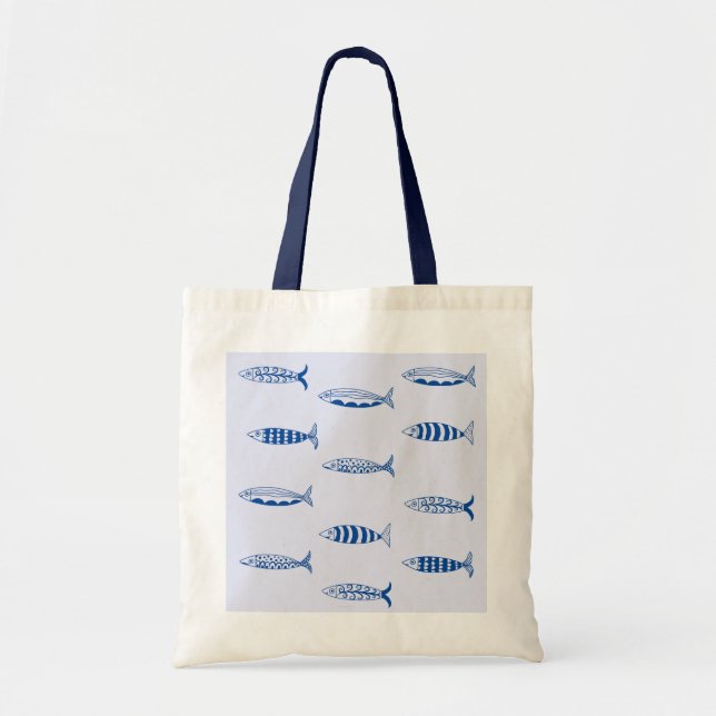 Bolsa Tote Padrão de Sardinhas (Frente)