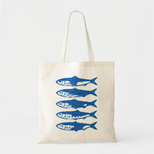Bolsa Tote Padrão de Sardinhas Azuis Arte Costeira Minimalist