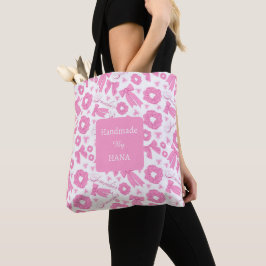 Bolsa Tote Padrão de Scrunchies Rosa Feminino Acessório de Ca