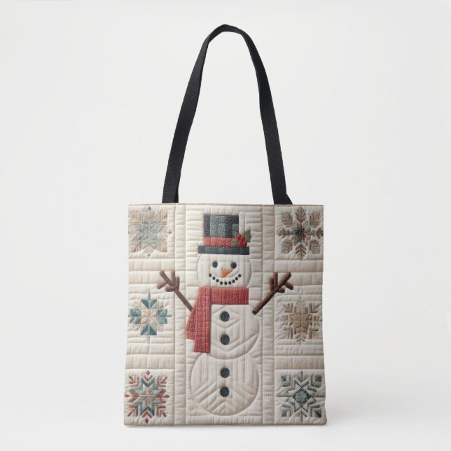 Bolsa Tote Padrão de Snowman Compilado (Frente)