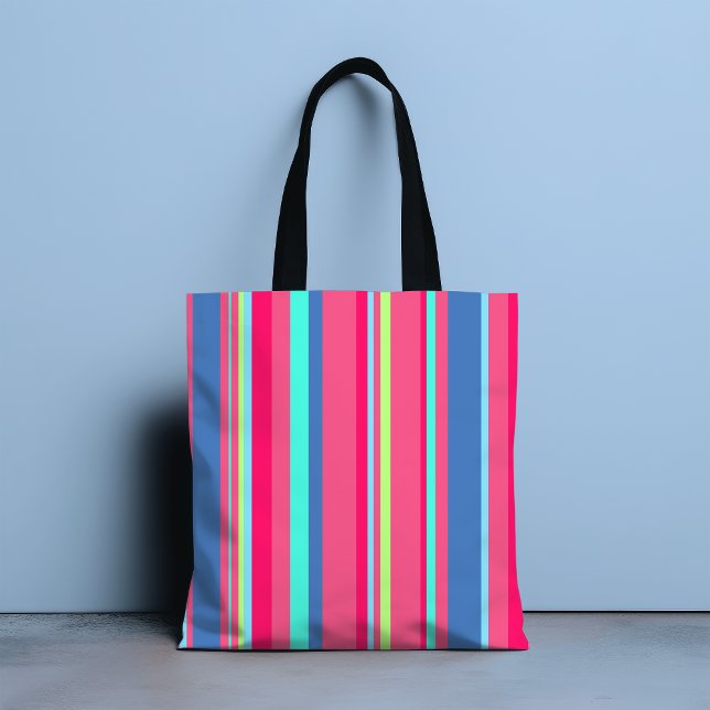 Bolsa Tote Padrão de Stripe de Doces Moderno e Chic (Criador carregado)