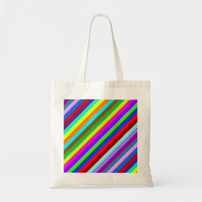 Bolsa Tote Padrão de Stripes colorido HOLI + suas ideias (Frente)