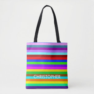 Bolsa Tote Padrão de Stripes colorido HOLI + suas ideias