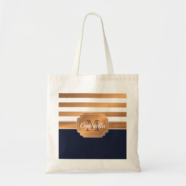 Bolsa Tote Padrão de stripes de ouro (Frente)