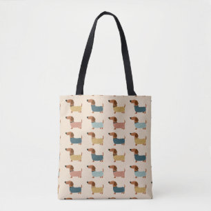 Bolsa Tote Padrão de Suéter Aconchegante para Dachshund