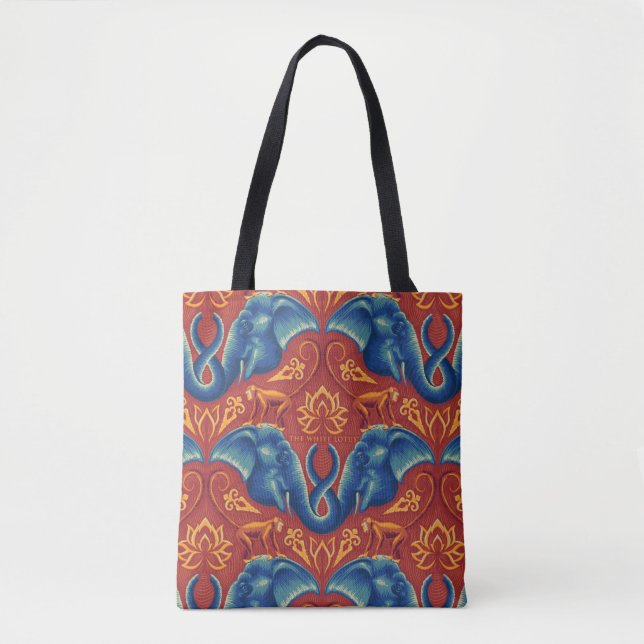 Bolsa Tote Padrão De Tapeçaria Safari Vibrante - O Lotus Bran (Frente)