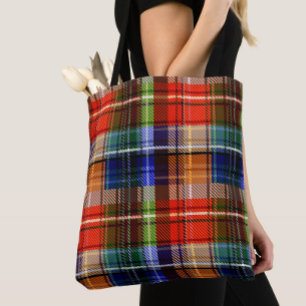 Bolsa Tote Padrão de Tartan de Xadrez Flanel Multicolor