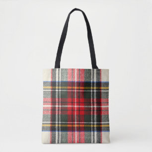 Bolsa Tote Padrão de tartan escocês. Xadrez de lã vermelha e