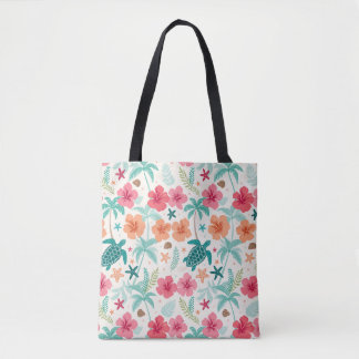 Bolsa Tote Padrão de Tartaruga Marinha Tropical | Hibisco Pal