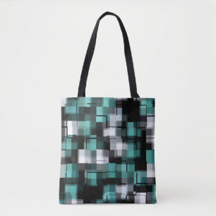 Bolsa Tote Padrão de tendência de preto-branco-alto