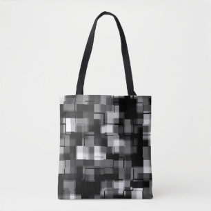 Bolsa Tote Padrão de tendência de preto-prata