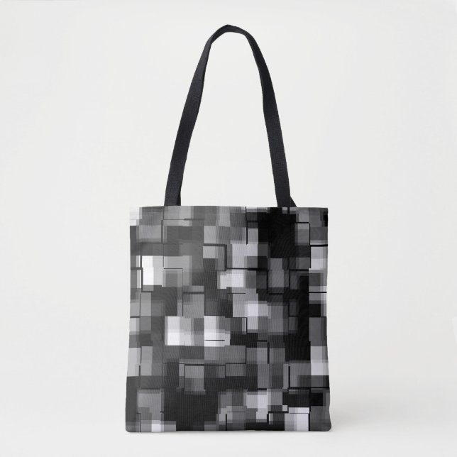 Bolsa Tote Padrão de tendência de preto-prata (Frente)