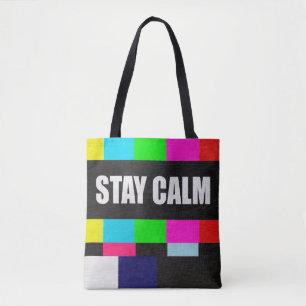 Bolsa Tote padrão de teste de televisão retrô com calma messa
