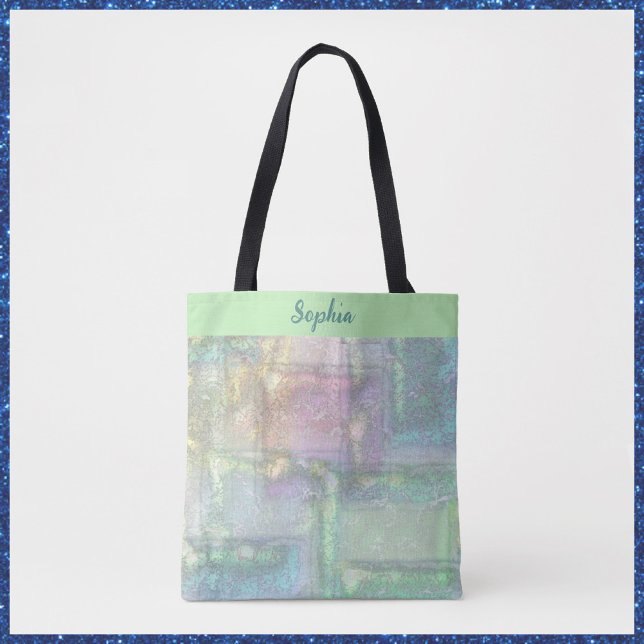 Bolsa Tote Padrão de Textura Cor-de-Rosa Azul Verde abstrato (Criador carregado)