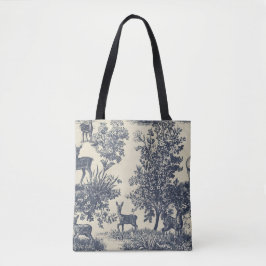 Bolsa Tote Padrão de Toile de Veado Floresta Cenário Botânico